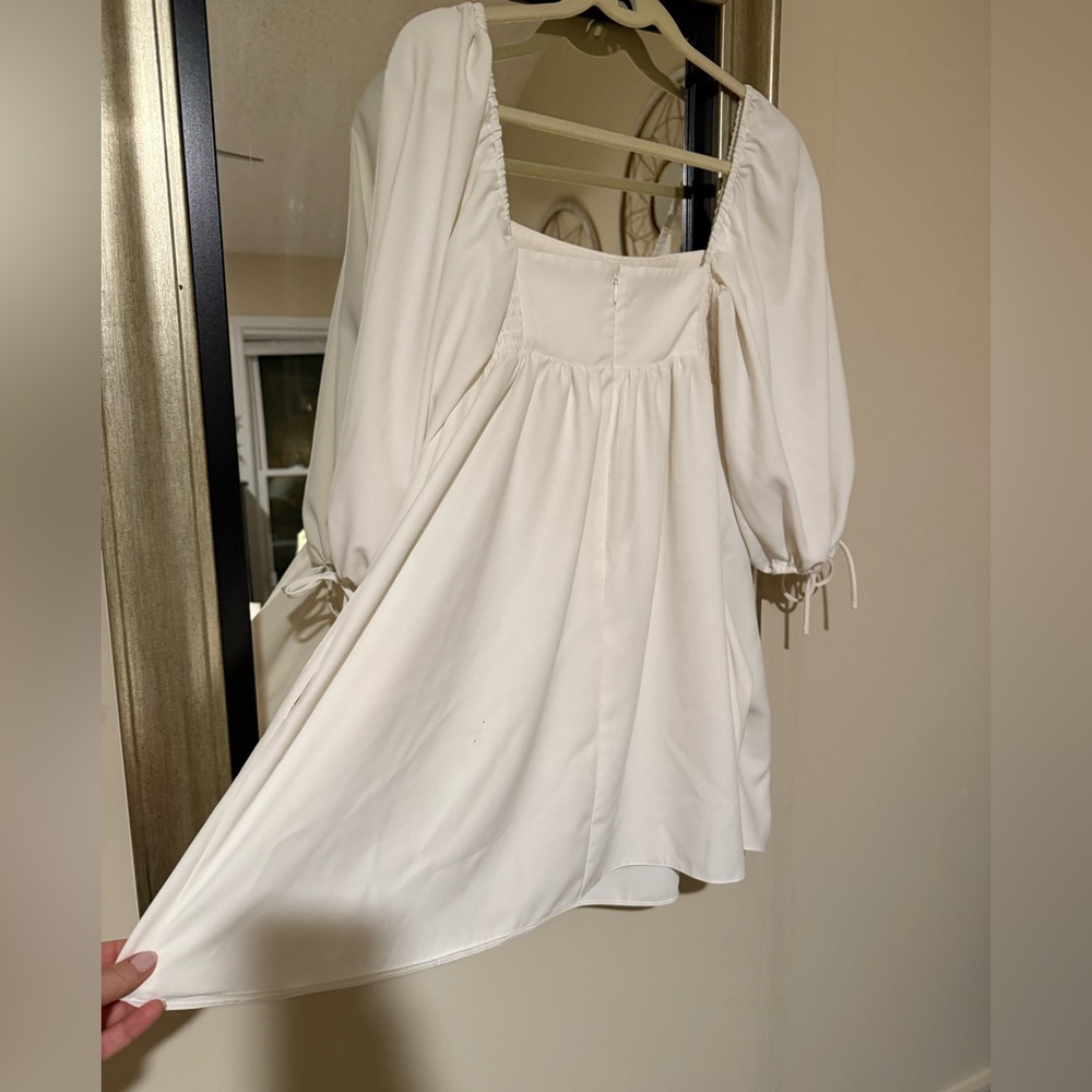 Amanda Uprichard White Dress with Puff Sleeves - Picture 2 of 5